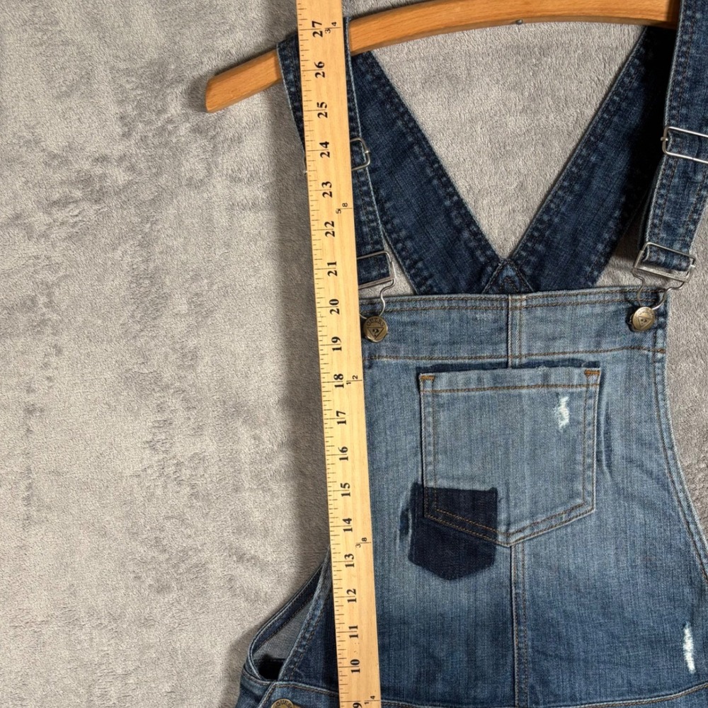 Vintage Guess Jeans Size S Denim Shorts Overalls Jumpsuit Blue Distressed Frayed - Picture 10 of 14